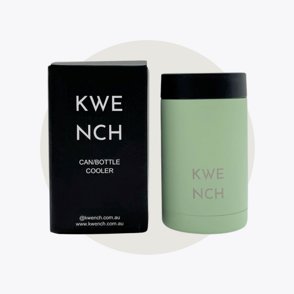 can cooler holder kwench stainless steel green and gray stubby holder