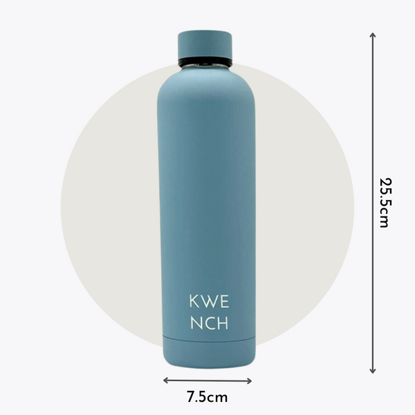 stainless steel 750ml water bottle in teal blue