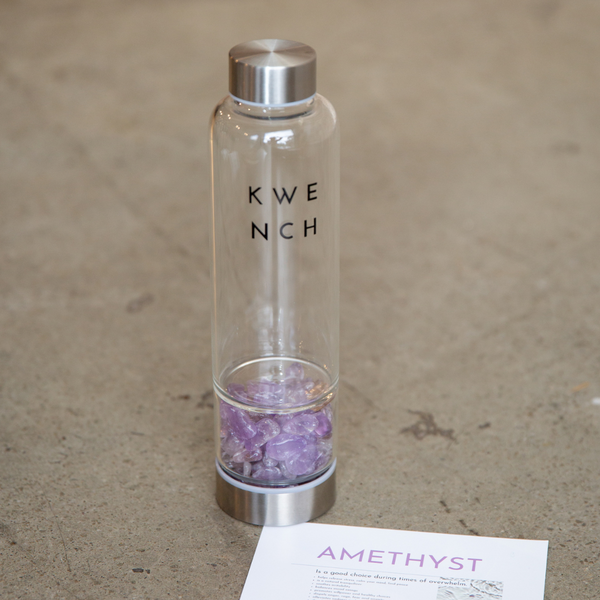The Quartz - Glass Crystal Water Bottle - Kwench Australia amethyst