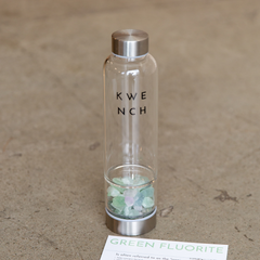 The Quartz - Glass Crystal Water Bottle - Kwench Australia - green fluorite