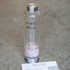 The Quartz - Glass Crystal Water Bottle - Kwench Australia - rose quartz