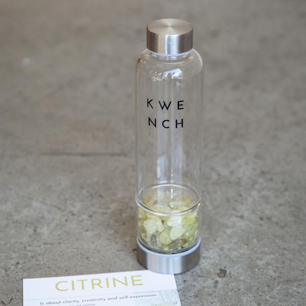 The Quartz - Glass Crystal Water Bottle - Kwench Australia - citrine