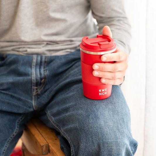 red travel mug reusable coffee cup