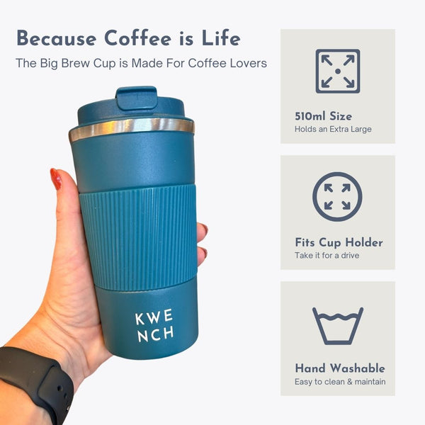 extra large stainless steel reusable coffee travel mug/cup 510ml