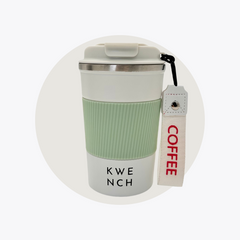stainless steel reusable coffee cup with strap
