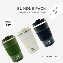 Bundle pack of 3 reusable coffee cups